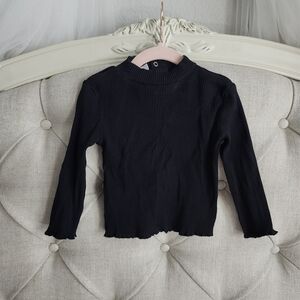 Mango Black Ribbed Long Sleeve Kids Top
